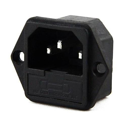 IC-213 C14 Power Soket Erkek ase Kulakl (Sigorta Yuval)