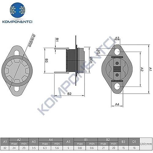 IC-269 NK 220C Bi Metal Termostat Kontak Seramik KSD301