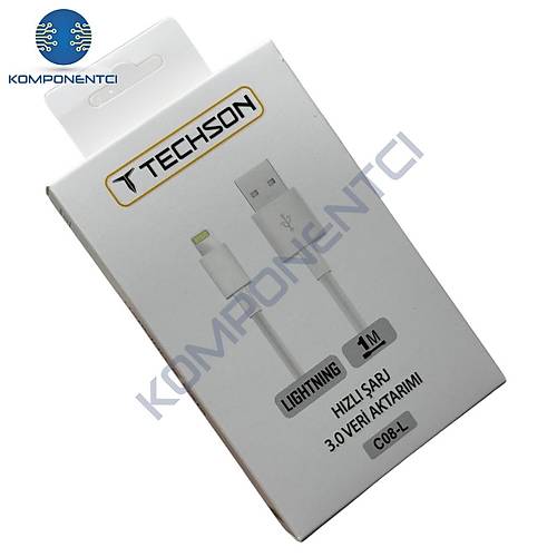 TECHSON Lightning 2.4A H�zl� �arj Kablo USB 3.0 Veri Aktar�m� 1m C08-L