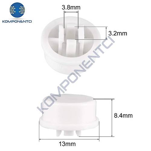 12x12mm Yuvarlak Tact Switch Kapak Push Buton Kapa Beyaz