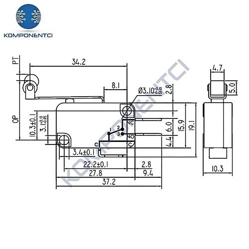 IC-171 Mikro Switch Makaral� Uzun KW7 3A 250VAC