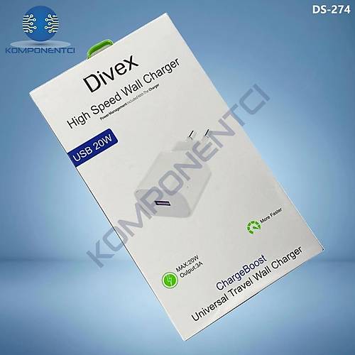 Divex 3A 20W USB arj Adaptr 20W USB Balk DS-274