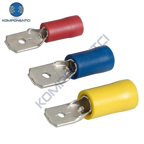 TFE - 2488 1.5-2.5mm2 �zoleli Erkek Faston Tip Terminal Mavi - 200 Adet
