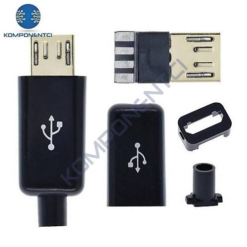 IC-266A-5 Erkek Micro USB Konnektr Seti arj Kablo Soketi 5 Pin