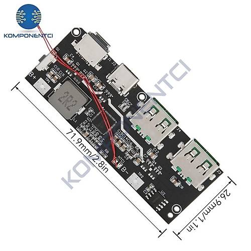 �ift USB 5V 22.5W Led'li Micro Type-C Powerbank H�zl� �arj Mod�l�