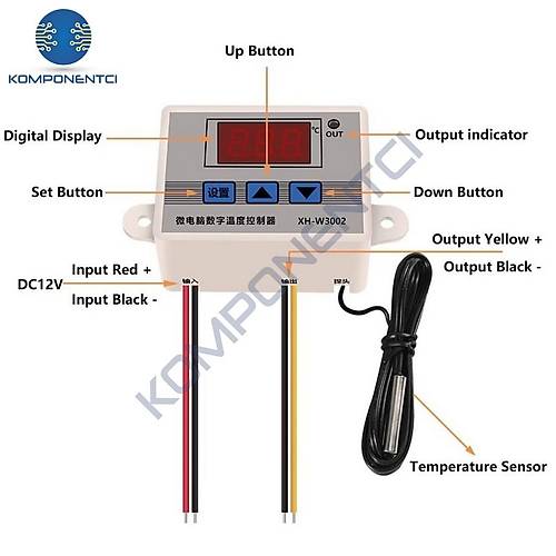 XH-W3002 220V AC Dijital Ayarl Termostat 1500W