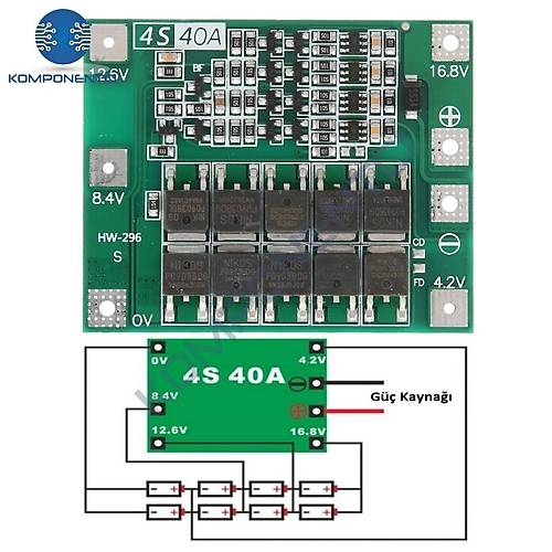 4S 40A BMS 18650 Pil Koruma Devresi Standart Versiyon