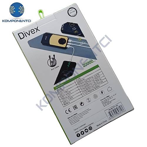 Divex 20000 mAh Powerbank 22.5W 4 Farkl� Kablo ��k��l� DP-440