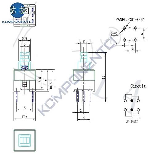 IC-196 6 Pinli Bacakl� Kal�c�l� Yayl� Push Buton 7x7mm