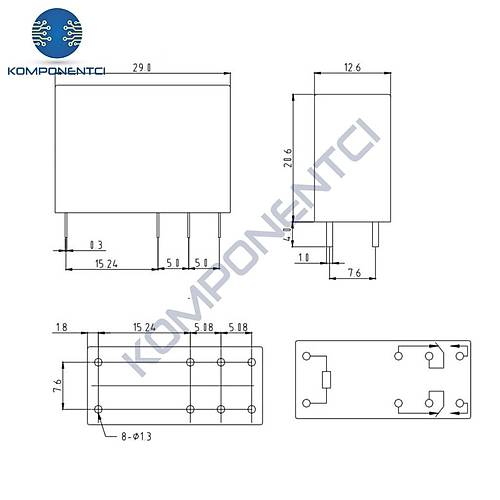 24V 5A �ift Kontak R�le - HLS-14F3L-DC24V-C