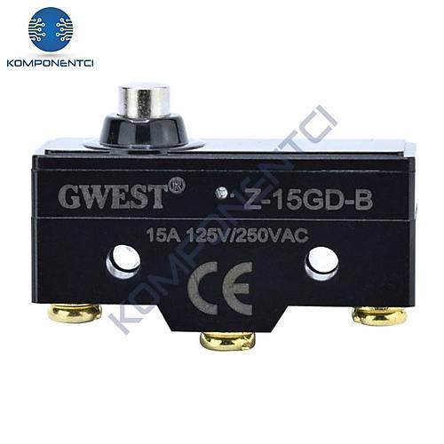 Gwest AZ-15GD-B Kal�n Uzun Pimli Mikro Switch 15A 1NO + 1NC