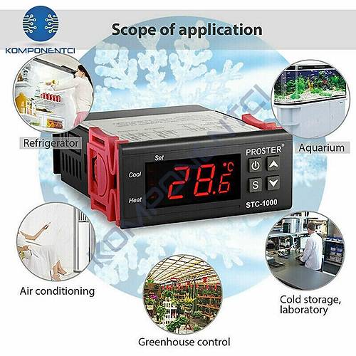 STC-1000 12V DC LCD Ekranl� Problu Termostat Dijital S�cakl�k Kontrol Cihaz�
