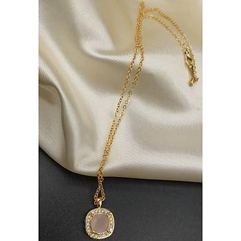 Zirkon Pembe Tal Kolye