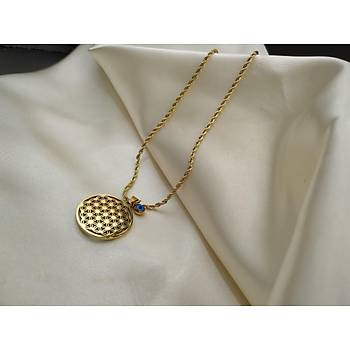 elik Yaam iekli Boncuklu Burgu Kolye-60cm