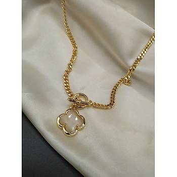 Krem Renk Kesme Kristal Tal Van Cleef Kolye