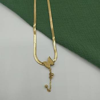 Kelebekli talyan Yass elik Kolye - Gold