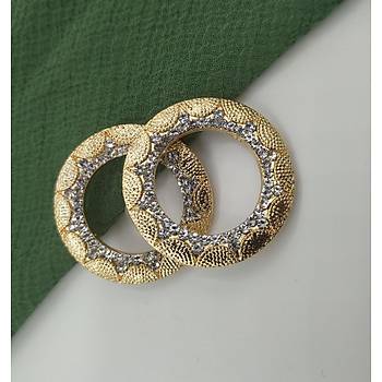 Kristal Tal Zarif Desen Halka Kpe / Gold