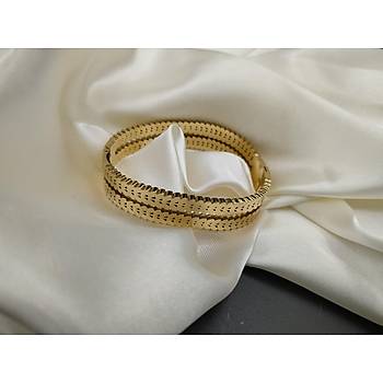 elik Baak Motifli Gold Kaln Kelepe Bileklik