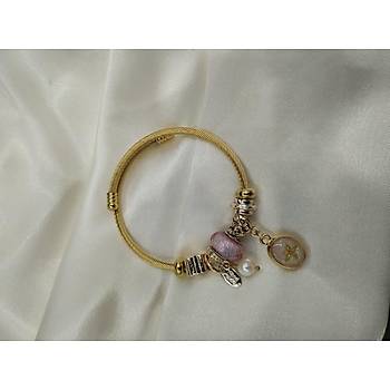 Pembe Opal Ta Detayl ncili Charml elik Pandora