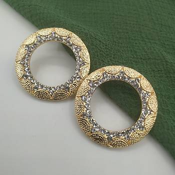 Kristal Tal Zarif Desen Halka Kpe / Gold