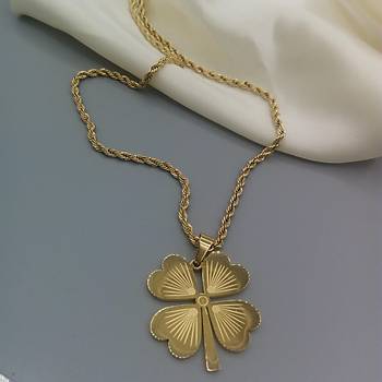 Yonca Figrl Lks elik Burgu Kolye - 60 cm
