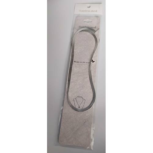 Çelik İtalyan Yassı Kolye Gümüş - 60 cm
