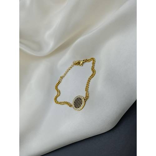 Zirkon Ta�l� Ya�am �i�e�i Model �elik Zincir Bileklik