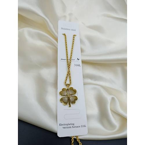 Yonca Fig�rl� �elik Burgu Kolye (60 cm)