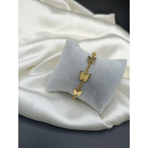 Kelebek Fig�rl� �elik Zincir Bileklik - Kal�n Model