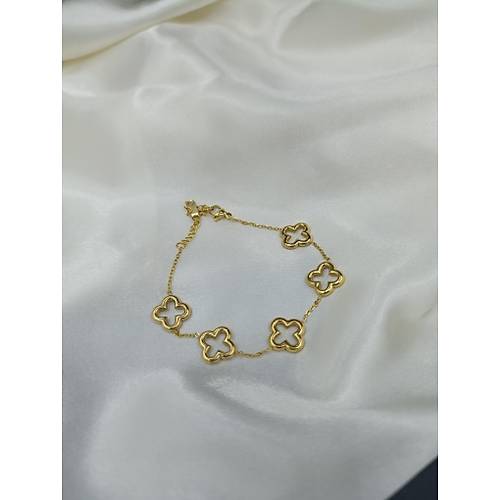 Gold Yonca Fig�rl� Van Cleef �elik Bileklik