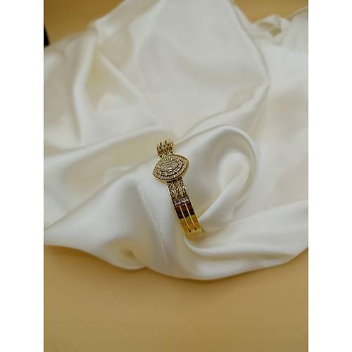 Zirkon Ta�l� Desenli Sultan Model �elik Kelep�e Bileklik