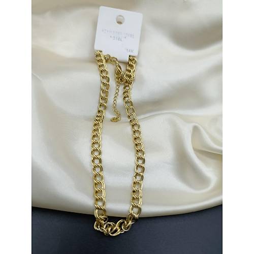 �ift Halka �elik Zincir Kolye-14K-316L