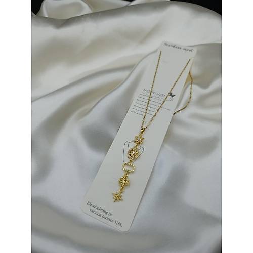 Zirkon Ta�l� Kar-G�ne�-Y�ld�z Element Model �elik Y Kolye