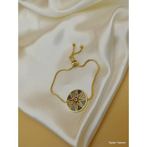 Renkli Zirkon Ta�l� Asans�rl� G�ne� Model Bileklik