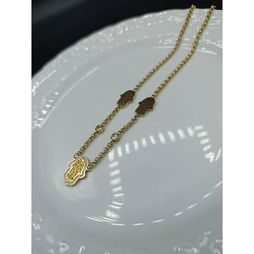 Zirkon Tal Fatma Ana Eli elik Kolye