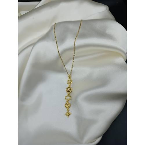 Zirkon Ta�l� Kar-G�ne�-Y�ld�z Element Model �elik Y Kolye