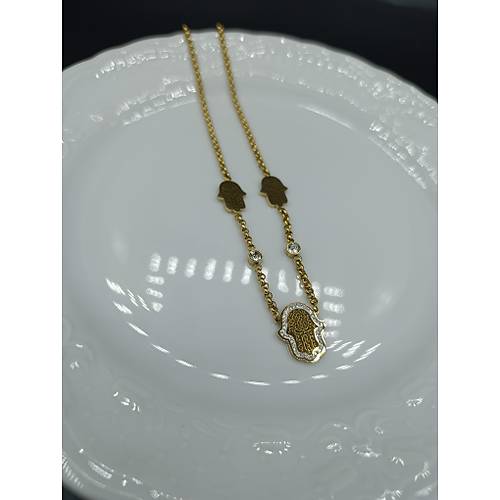 Zirkon Tal Fatma Ana Eli elik Kolye