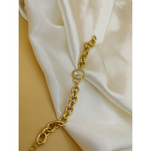 Zirkon Ta�l� �� ��e Halka �elik Zincir Bileklik