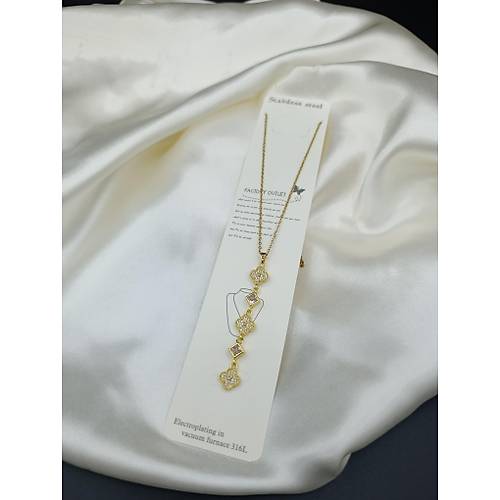 Zirkon Ta�l� Yonca Sallant�l� Y Model �elik Kolye