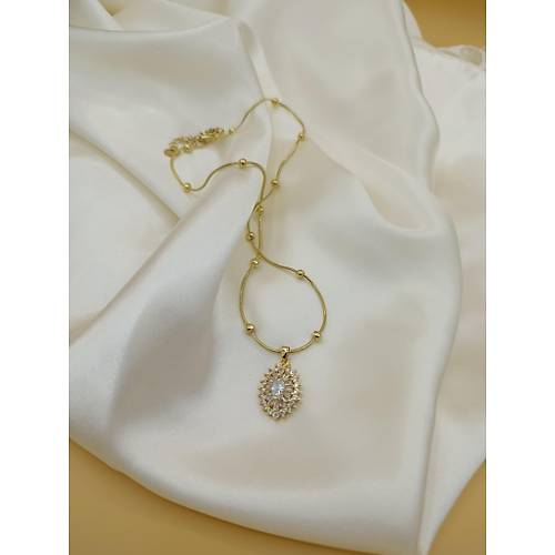 Zirkon Ta� Zarif Model �elik Dorika Zincir Kolye