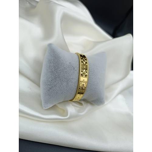 Yonca Desenli elik Kelepe Bileklik