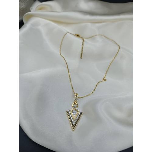 Zirkon Ta�l� Viktoria Model V Tasar�m �elik Kolye