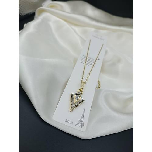 Zirkon Ta�l� Viktoria Model V Tasar�m �elik Kolye