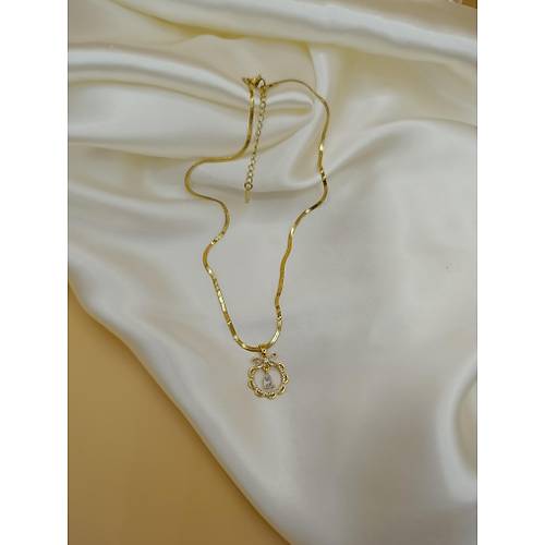 Zirkon Ta�l� Damla Kelebek Model �elik �talyan Yass� Kolye