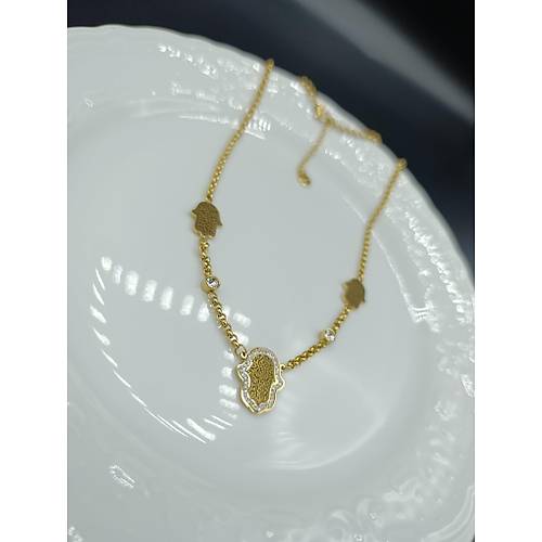 Zirkon Tal Fatma Ana Eli elik Kolye