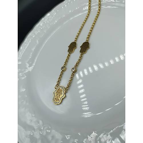 Zirkon Tal Fatma Ana Eli elik Kolye