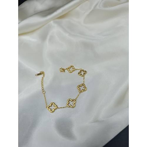 Gold Yonca Fig�rl� Van Cleef �elik Bileklik