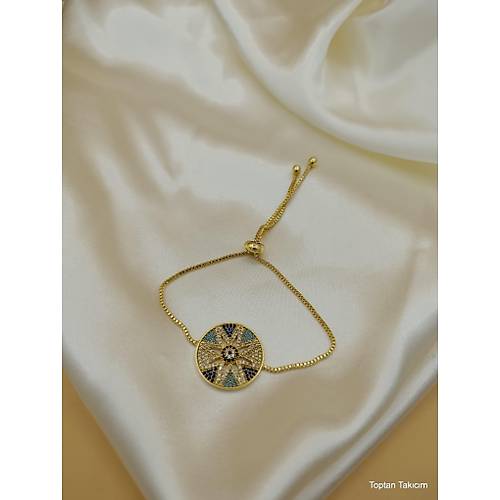 Renkli Zirkon Ta�l� Asans�rl� G�ne� Model Bileklik