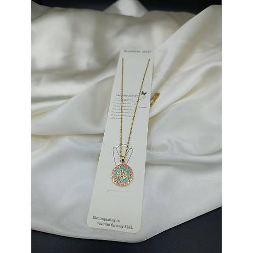 Ye�il Mineli G�ne� Model �elik Zincir Kolye