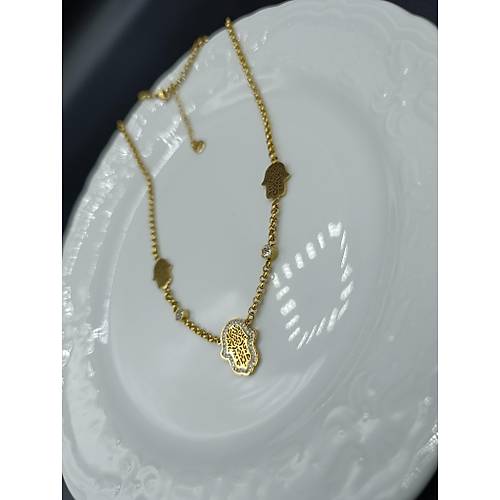 Zirkon Tal Fatma Ana Eli elik Kolye